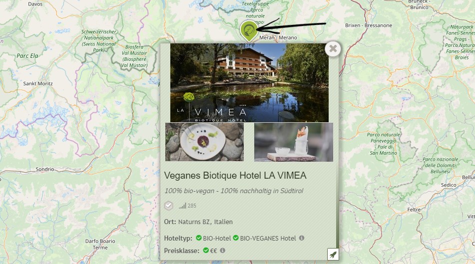 Biohotels map search