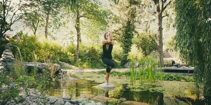 Naturhotel - Fitnessraum - Veganer Yoga-Urlaub in Südtirol - auch im Freien - Vegan Hotel LA VIMEA