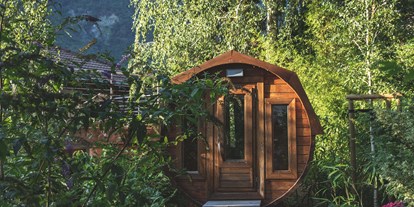 Naturhotel - Wassersparmaßnahmen - Marling - Fasssauna und idyllischer Garten - Vegan Hotel LA VIMEA