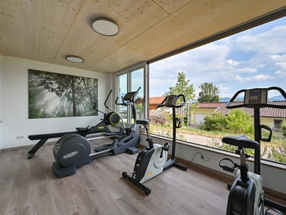Nature hotel - Energieversorgung: 100 % Ökostrom - Hotel-Fitness-Studio für Sport und Workout mit Blick zu den Bergen - Biohotel Eggensberger